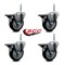 Service Caster 4 Inch Black Polyurethane Wheel Swivel 58 Inch Threaded Stem Caster Set with Brake SCC SCC-TS20S414-PPUB-BLK-PLB-58212-4 - alternate 2